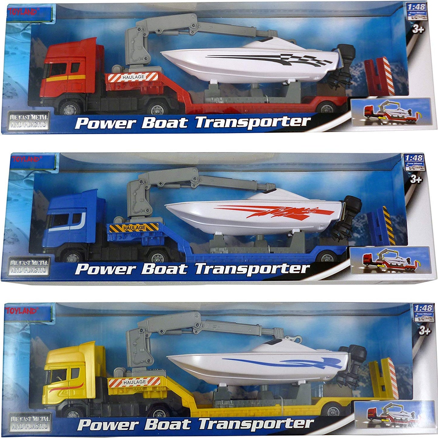 Scania Flatbed Truck with Power Boat Toyland