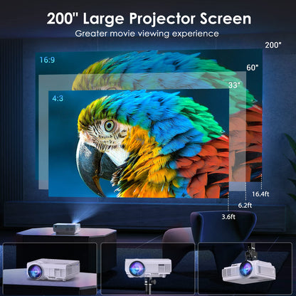Projector with WiFi and Bluetooth, 5G WiFi Native 1080P YOWHICK Outdoor Projector 4K Support, Mini Portable Movie Projector with Screen, for HDMI, VGA, USB, Laptop, iOS & Android Phone