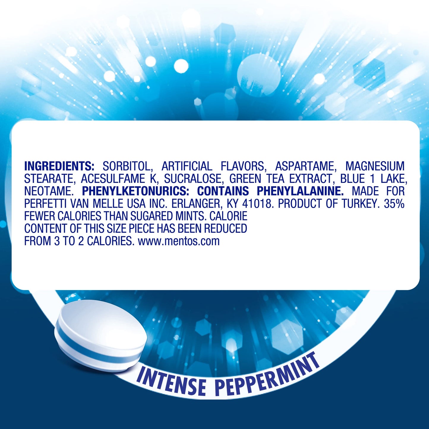 Mentos Sugarfree Hard Mints, Intense Peppermint
