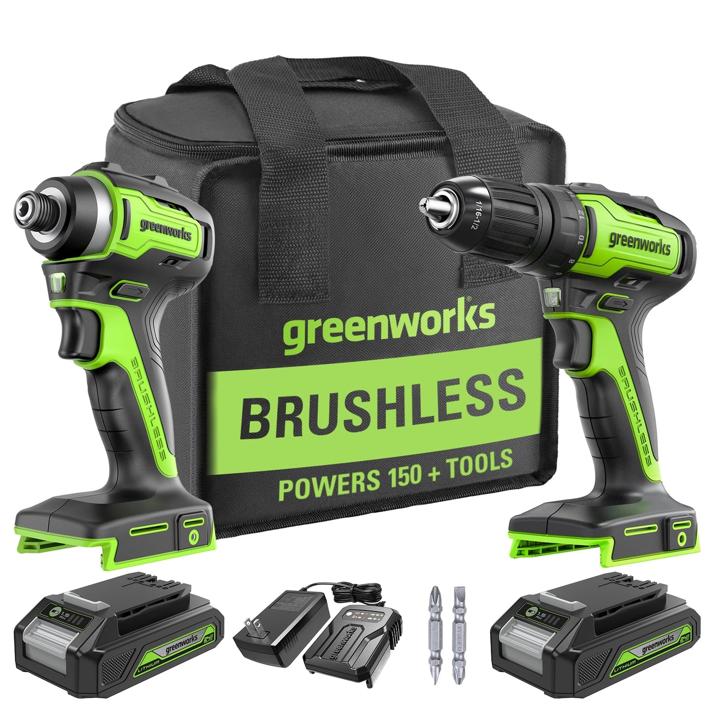 Greenworks 24V Cordless Drill and Impact Driver Kit