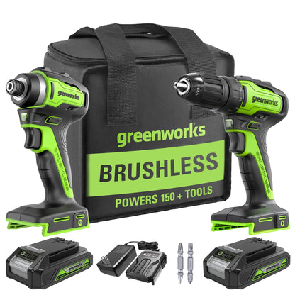 Greenworks 24V Cordless Drill and Impact Driver Kit
