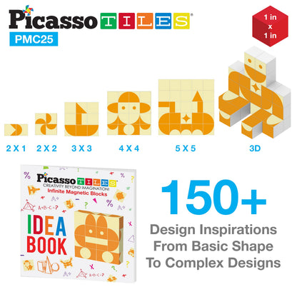 Picasso Cubes 25 Piece Magnetic Puzzle Game Magic Cube Puzzles Brain Teaser Set Kids Toy Magnet Pattern Block Matching Toys with Free Ideabook 150+ Inspirations Included STEM Learning Early Education