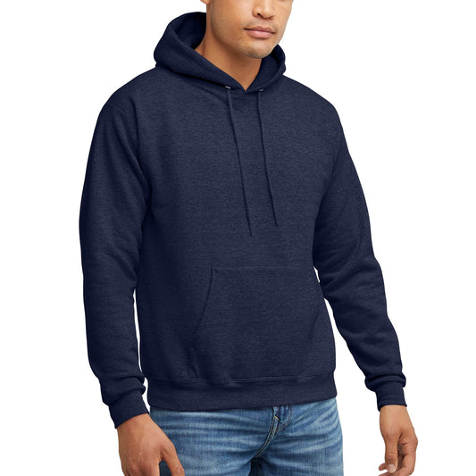 Hanes Comfortblend EcoSmart Hoodie, Midweight Fleece, Pullover Hooded Sweatshirt for Men, Heather Navy, Medium