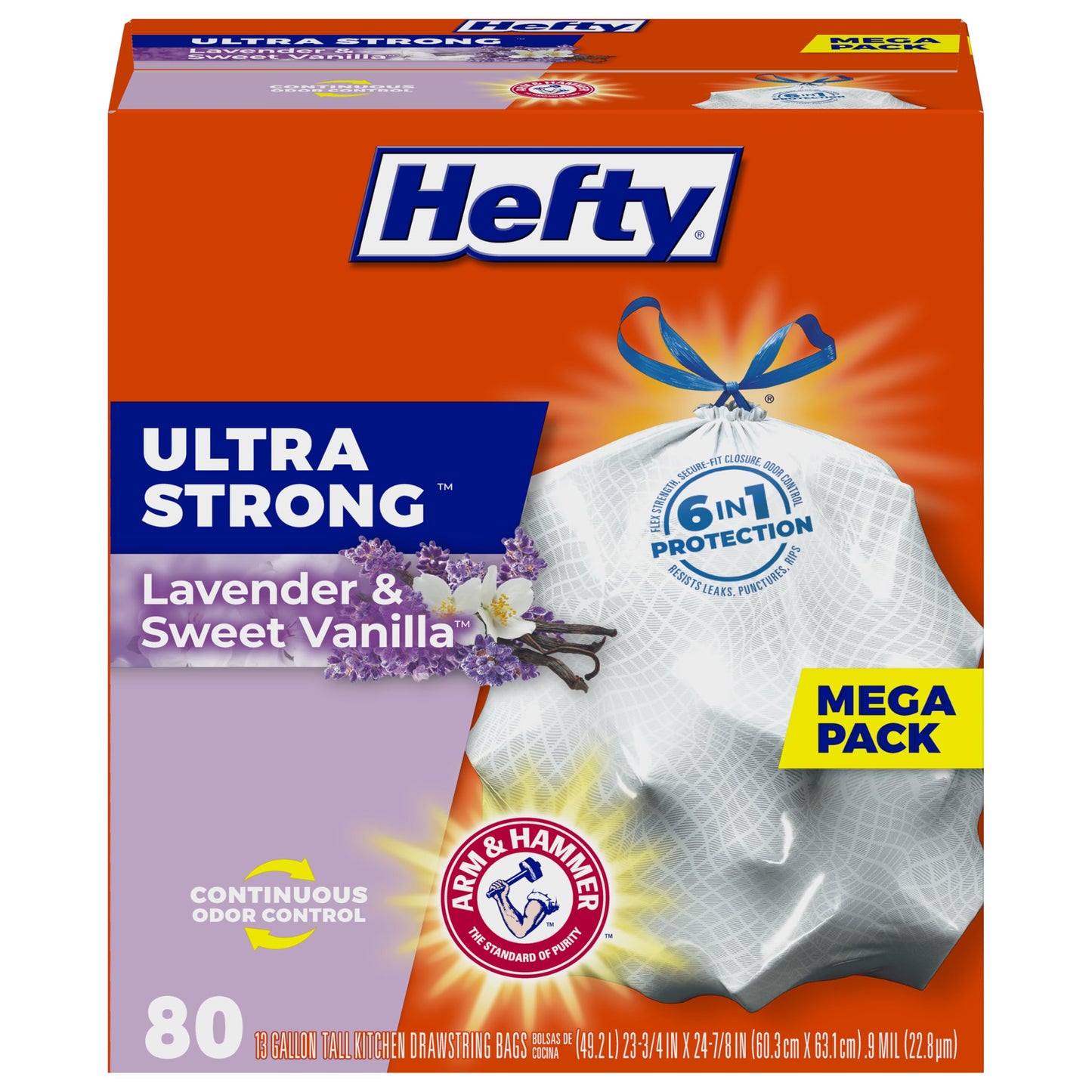 13 Gallon Hefty Drawstring Trash Bags 80 Count