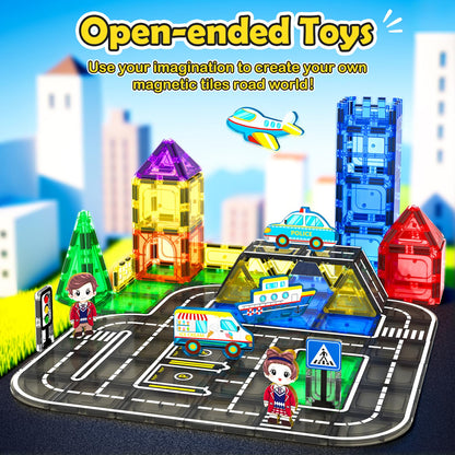 Magnetic Tiles Building Set with Magnet Car