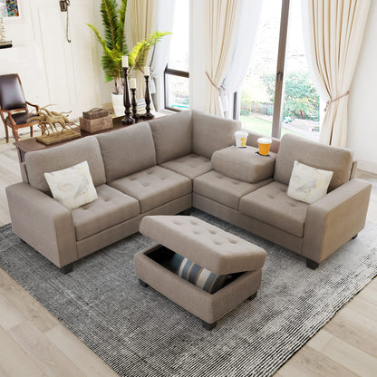 Merax L-Shape Sectional Sofa with Storage Ottoman
