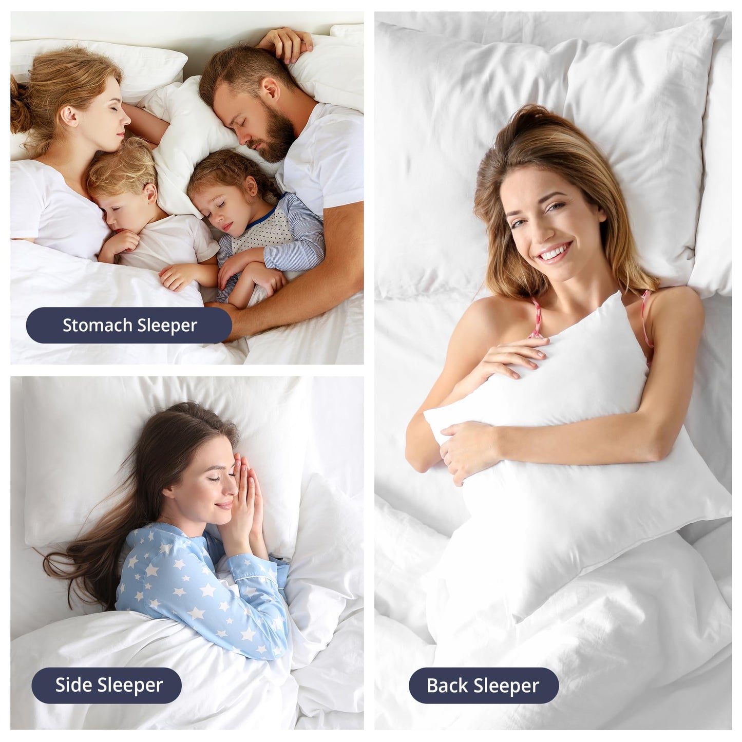 UNIKOME Goose Feather Down Pillows Queen for Side Sleepers White Luxury Hotel Fluffy Pillow Inserts Set of 2 (20"x 30")