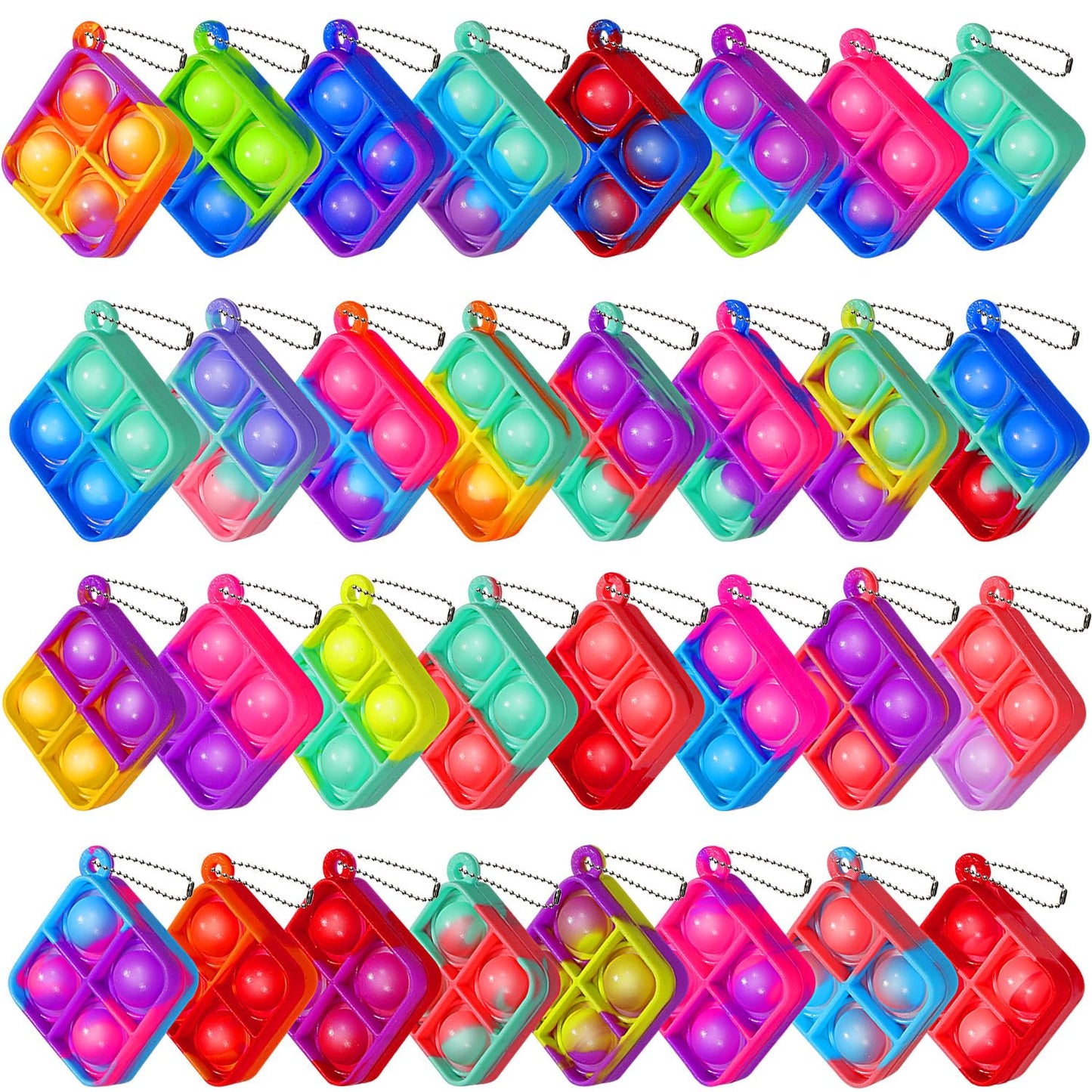 Mini Fidget Keychain Toys 32 Pack for Kids