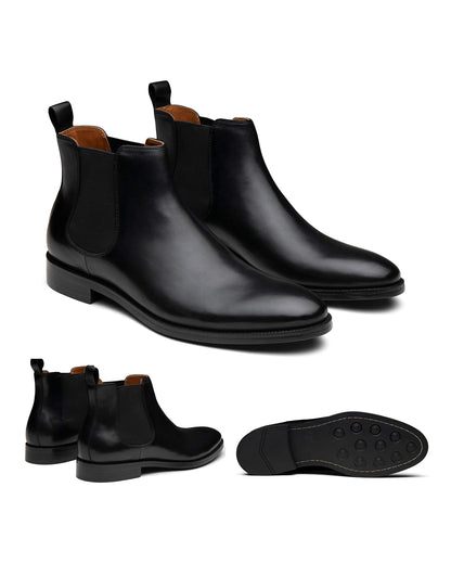 Dunross & Sons Black Leather Chelsea Boots for Men