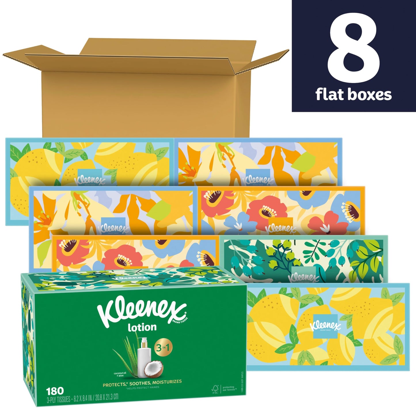 1440 Kleenex Lotion Tissues with Coconut Oil, 8 Boxes