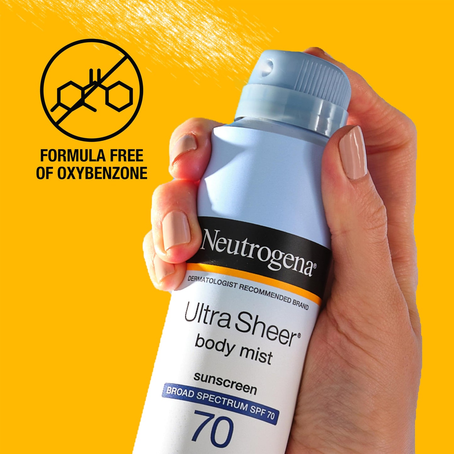 Neutrogena Sunscreen Spray, Ultra Sheer ® Body Mist, Broad Spectrum SPF 70, Non-Greasy Water Resistant Body Sunscreen Mist, Non-Comedogenic, 5 oz (Pack of 3)
