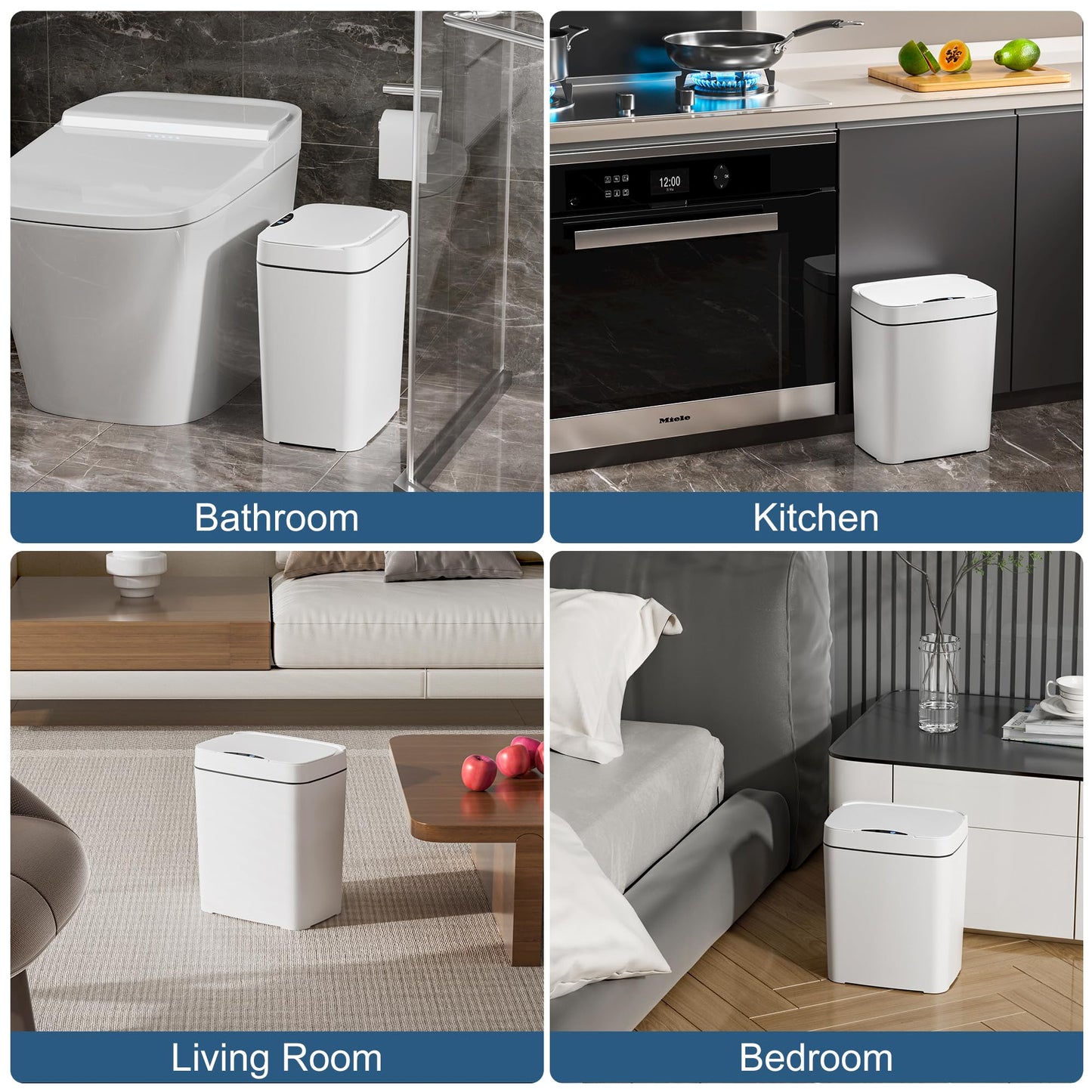 2 Pack Touchless Bathroom Trash Cans