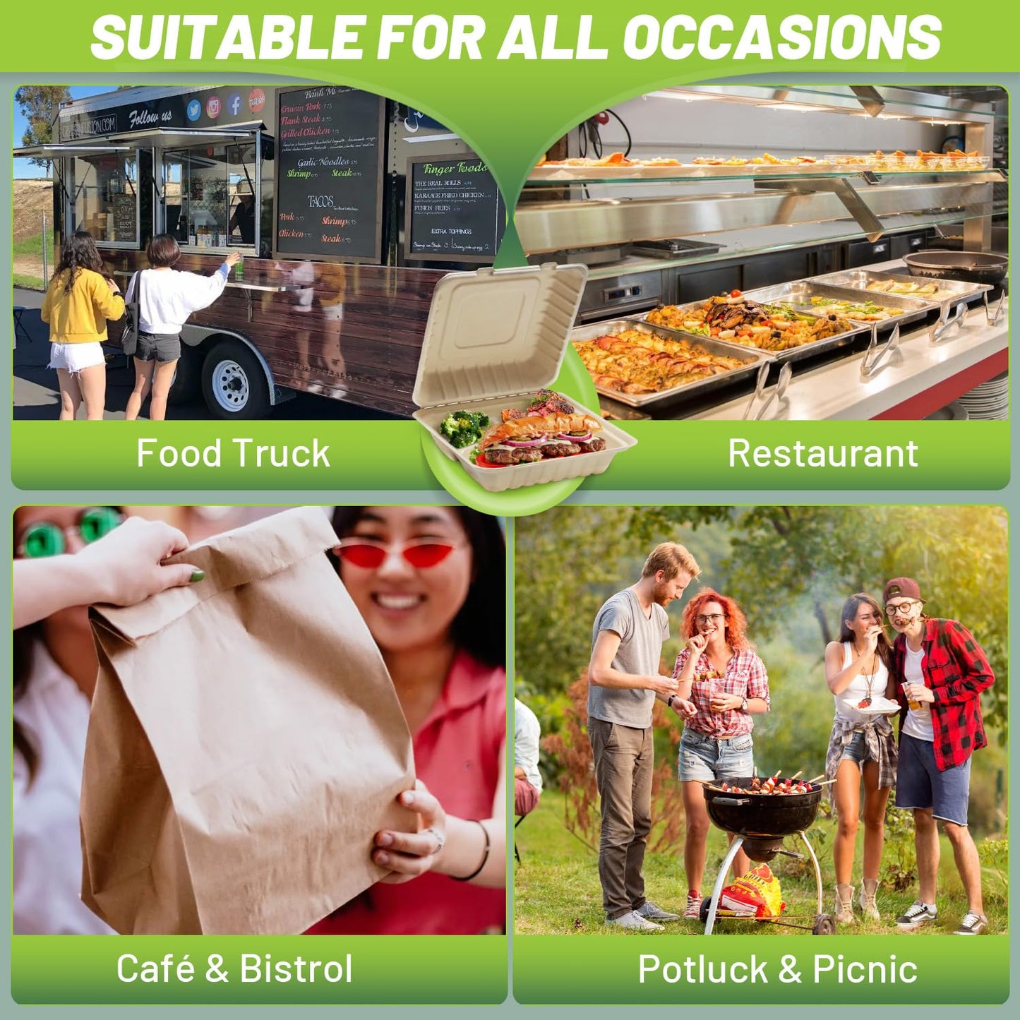 Compostable To Go Food Containers 50-Pack