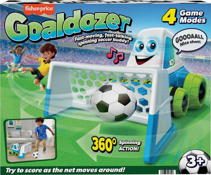 Fisher-Price Electronic Soccer Game Goaldozer Toy Motorized Net with Lights & Sounds for Preschool Sports Play Ages 3+ Years