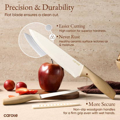 7-Piece CAROTE Stainless Steel Knife Set with Board