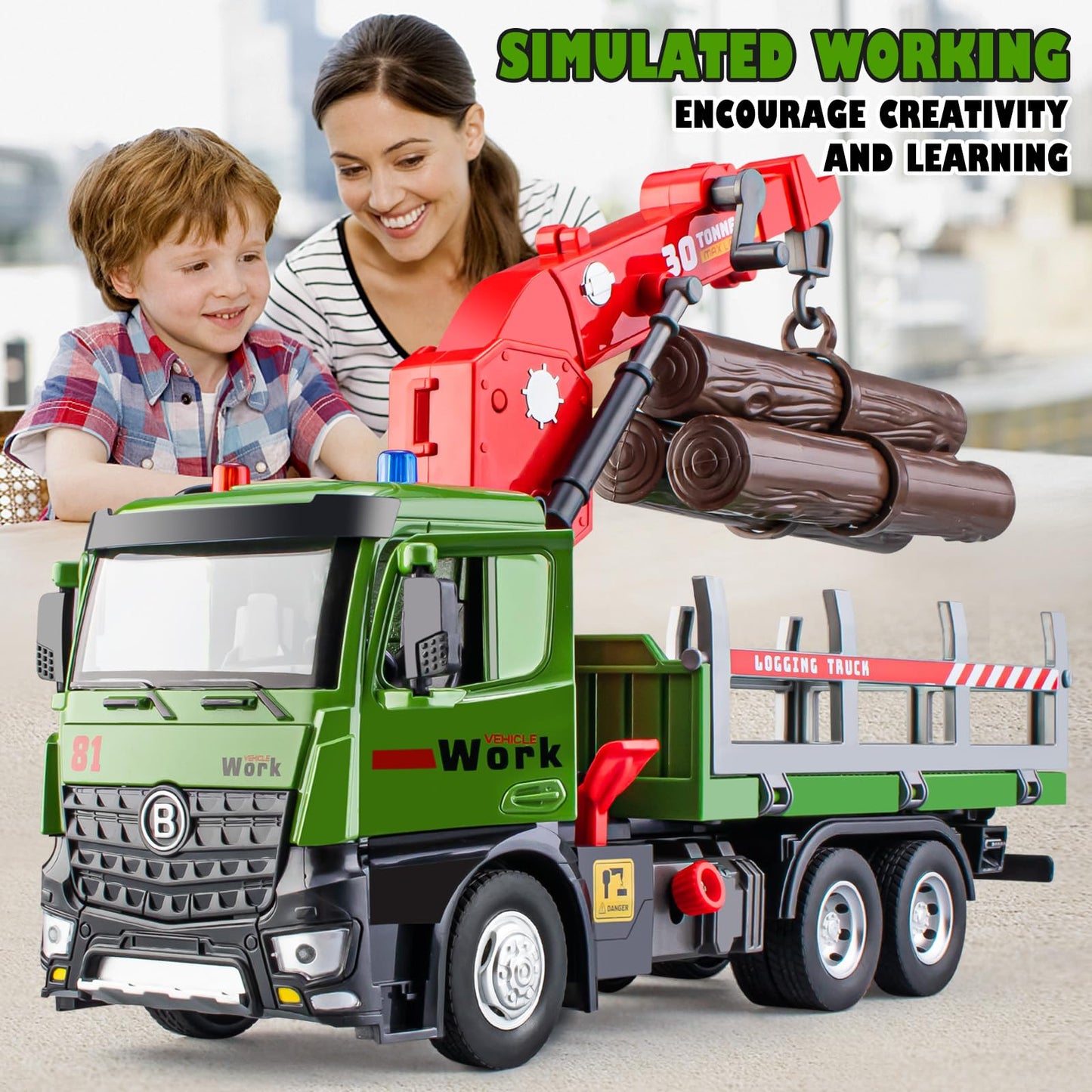 Friction Powered Timber Logging Truck Toy Set