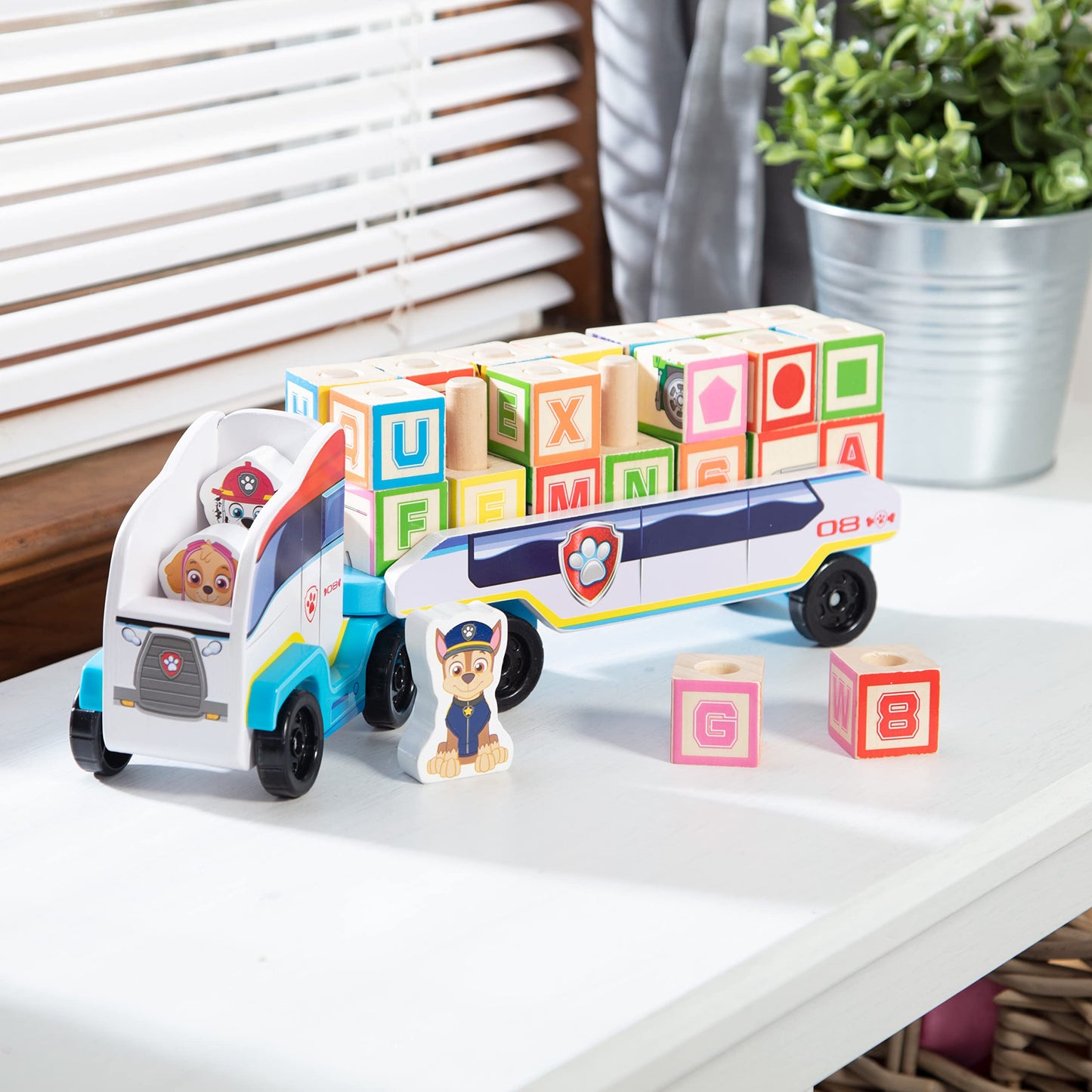 Melissa & Doug PAW Patrol Wooden ABC Block Truck (33 Pieces) - Sort And Stack Toys, Alphabet Blocks For Toddlers, Vehicle Toys For Kids Ages 3+, 34.93 cm x 17.78 cm x 10.03 cm