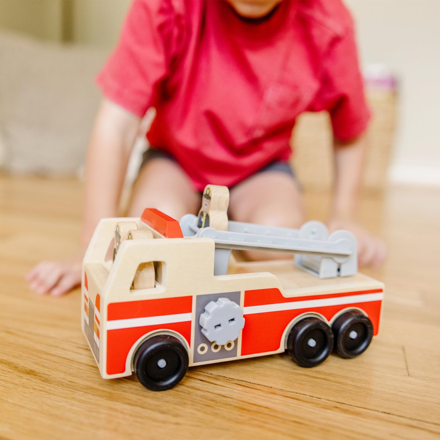 Melissa & Doug Wooden Fire Truck Toy Set