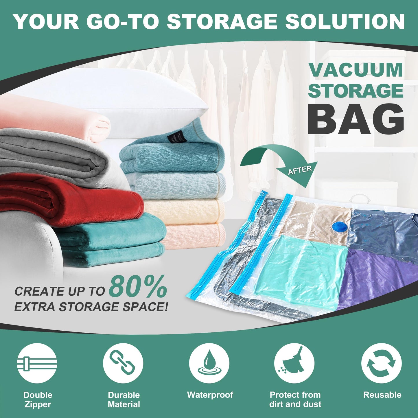 WTREE Vacuum Storage Bags for Clothes & Comforters