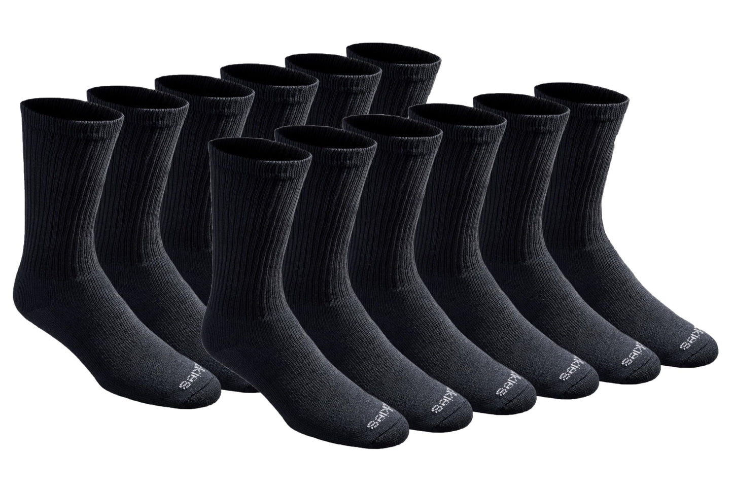 Dickies Men's Dri-Tech Essential Moisture Control Crew Socks, Available in M-XXL (6, Solid Black (12 Pairs), Medium