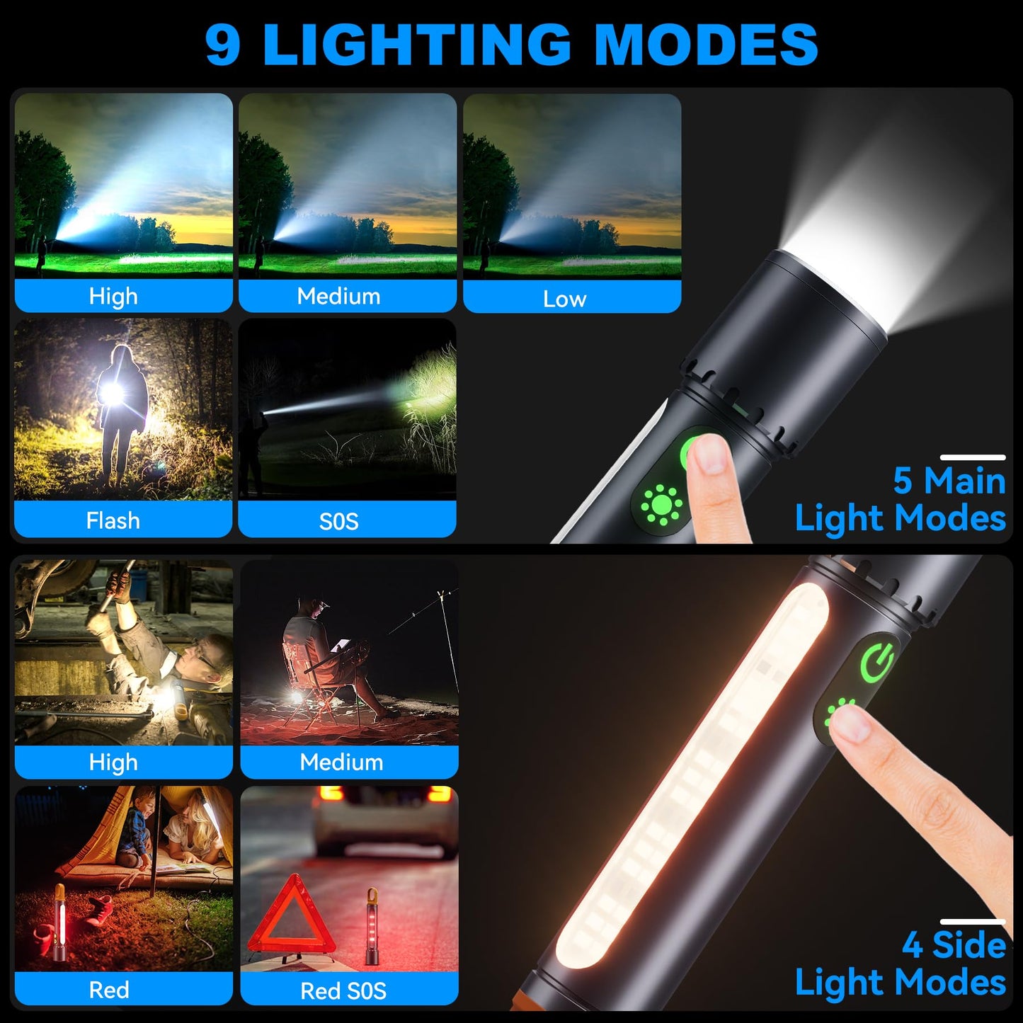 90000Lux ADDplus Rechargeable Magnetic Flashlight