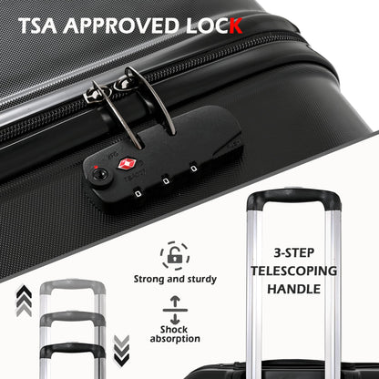 3-Piece Luggage Sets, Luggage Expandable, Luggage Sets with 4-Wheel Spinner, Lightweight Luggage Sets, Suitcase Set for Various Travel Needs (20"/24"/28")