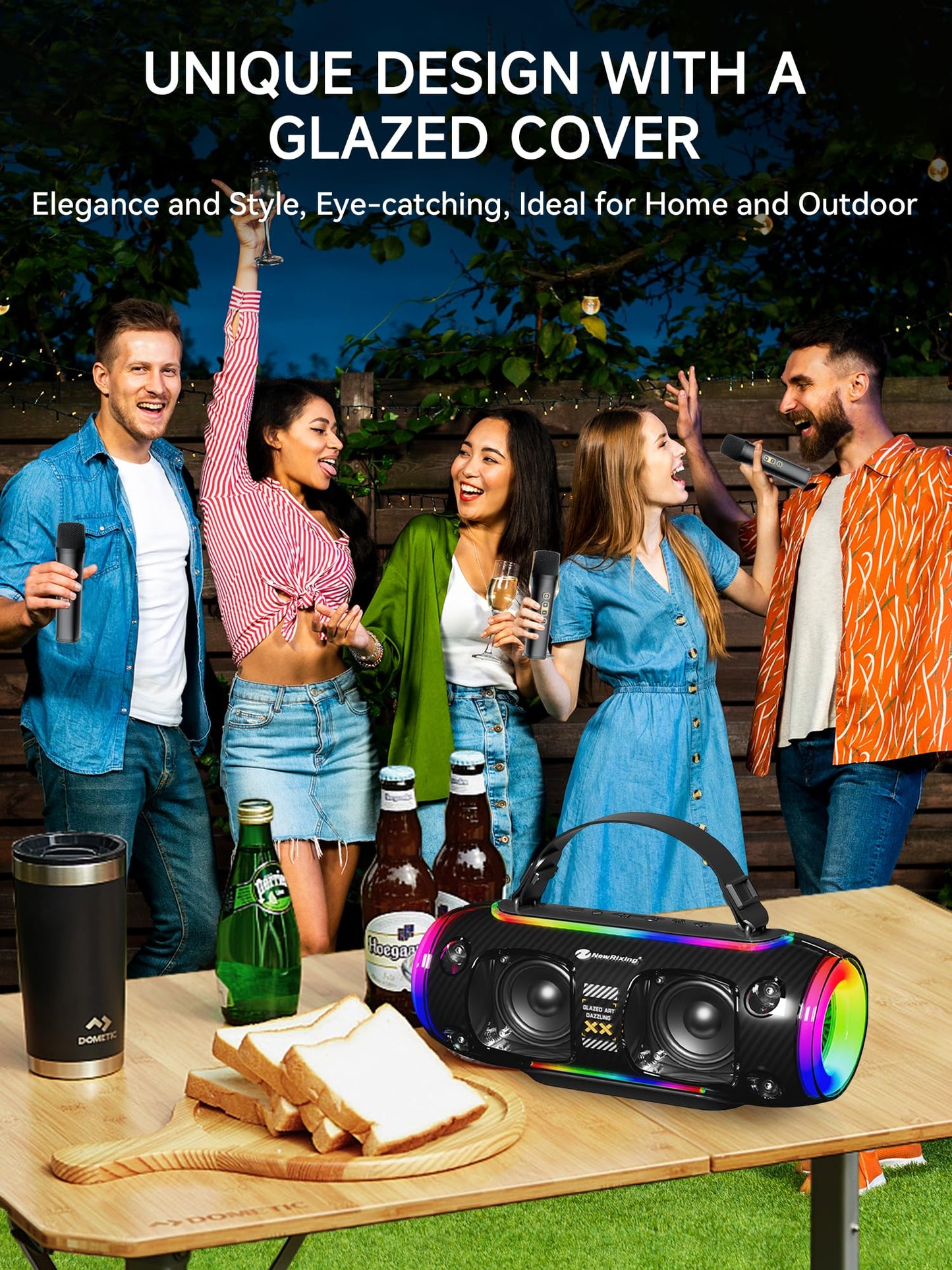 Portable Karaoke Machine with 2 Wireless Microphones