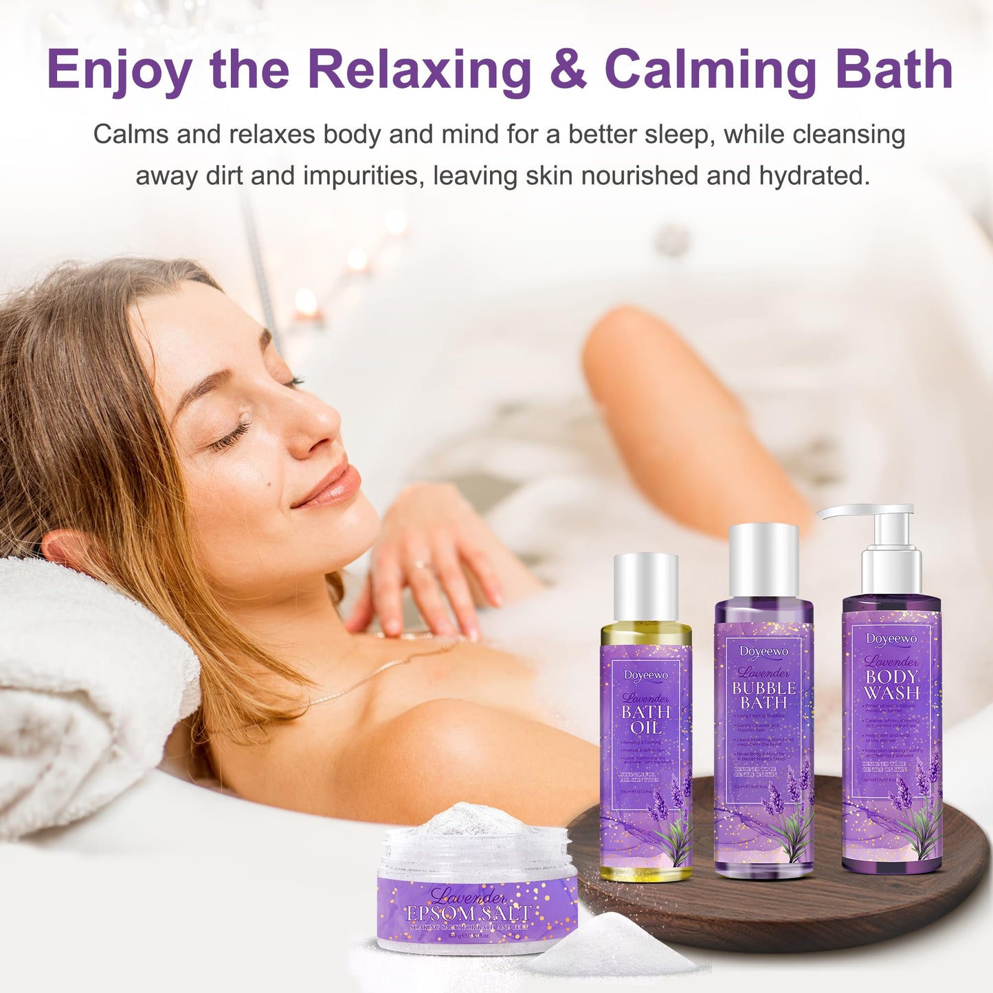 Spa Gifts for Women,Christmas Gifts for Women,Womens Gifts for Christmas,Lavender Bath Spa Set for Relaxation & Stress Relief,Relaxing Spa Gift Baskets for Women,Stocking Stuffers for Adults Women Mom