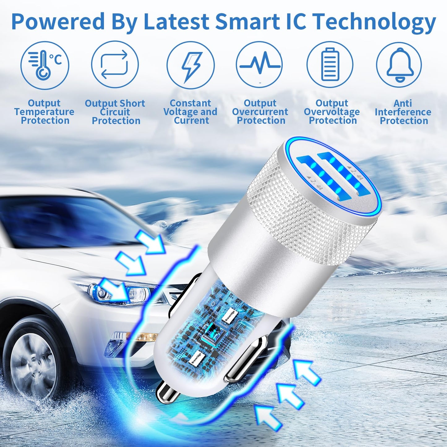 Braveridge Dual USB Fast Car Charger 4.8A