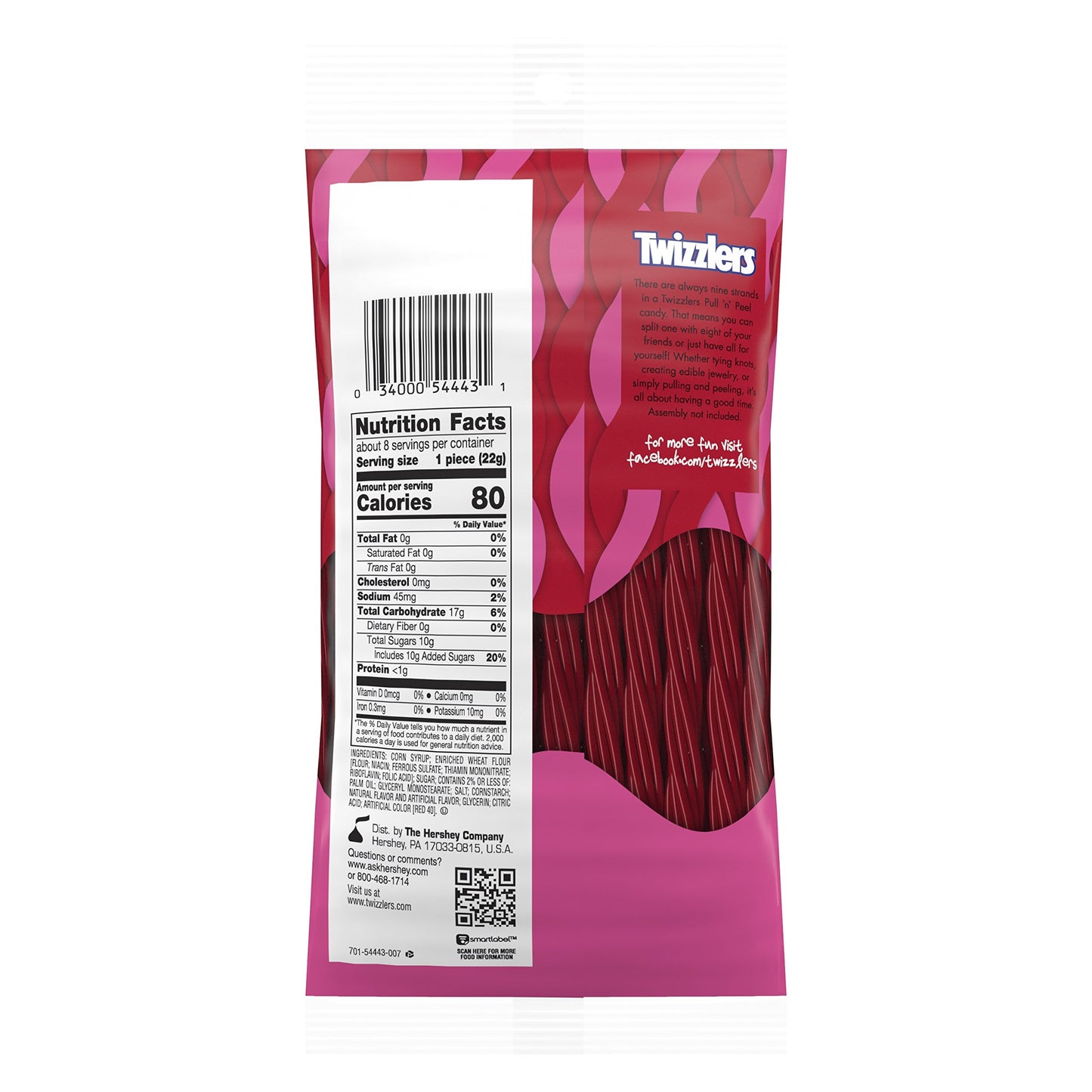 TWIZZLERS PULL 'N' PEEL Cherry Candy Bags, 6.1 oz (12 Count)