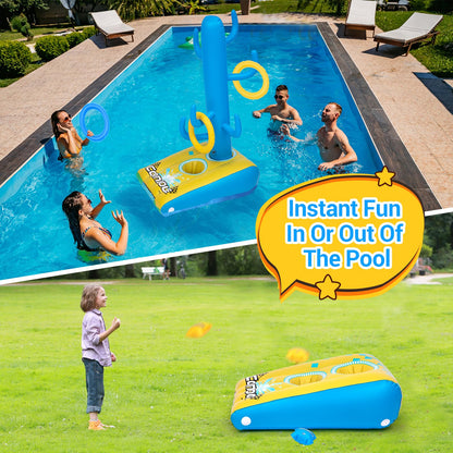 2in1 Cornhole Set with 6 Bean Bags & 6 Ring Toss Games Inflatable Pool Toys