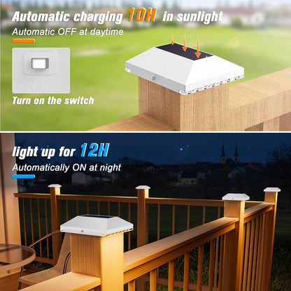 VOLISUN Solar Fence Post Lights - 12 Pack