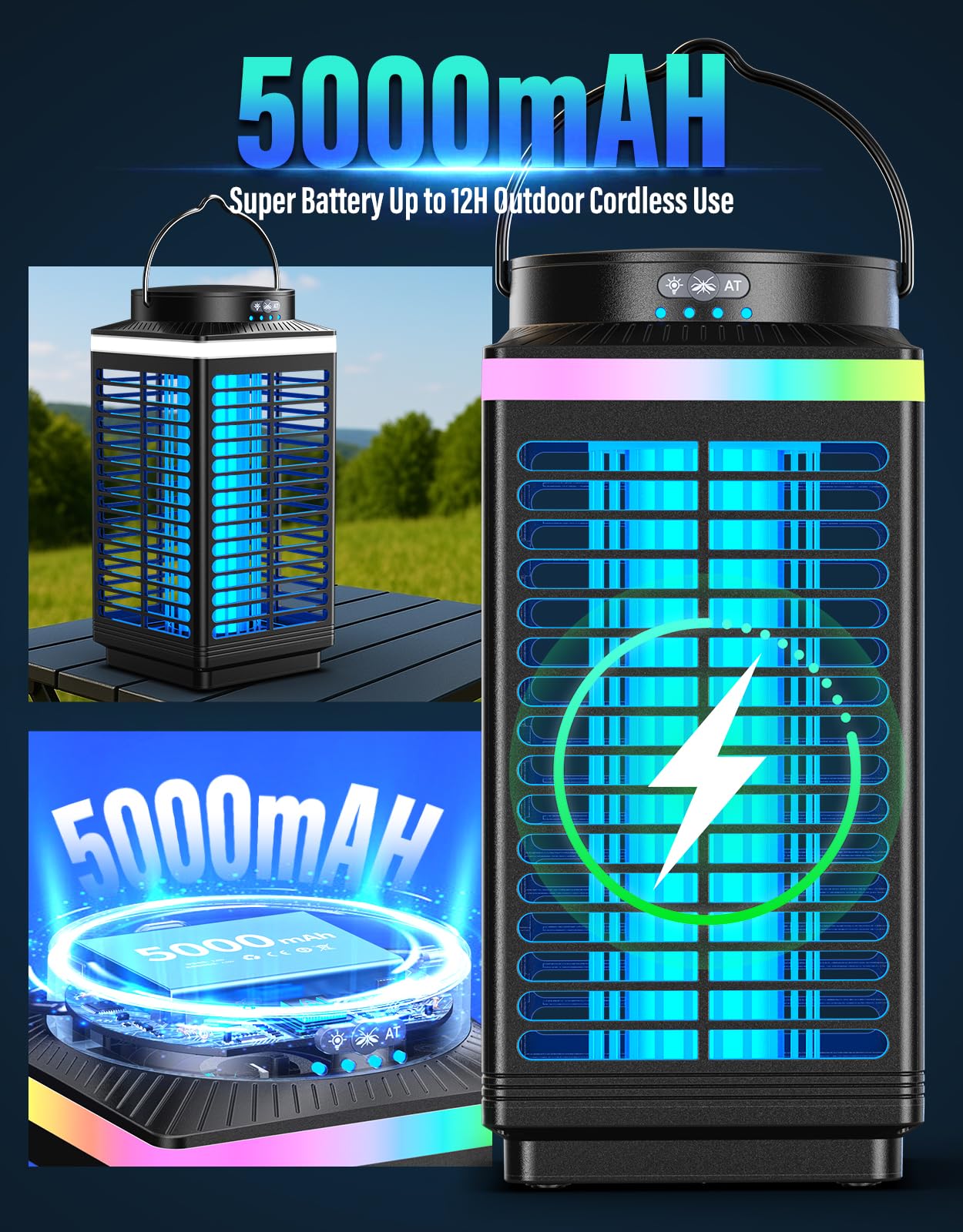 Portable Rechargeable Bug Zapper for Outdoors
