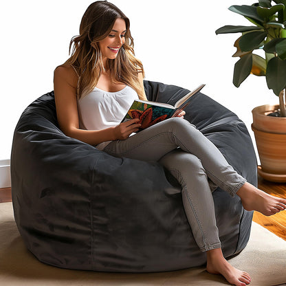 Codi Bean Bag Chair for Kids and Adults with Filler Included, 3 FT - Comfy Beanbag Chairs for Teen, Memory Foam Added - Machine Washable and Soft Mink Bonded Cover - Charcoal Grey, 3ft