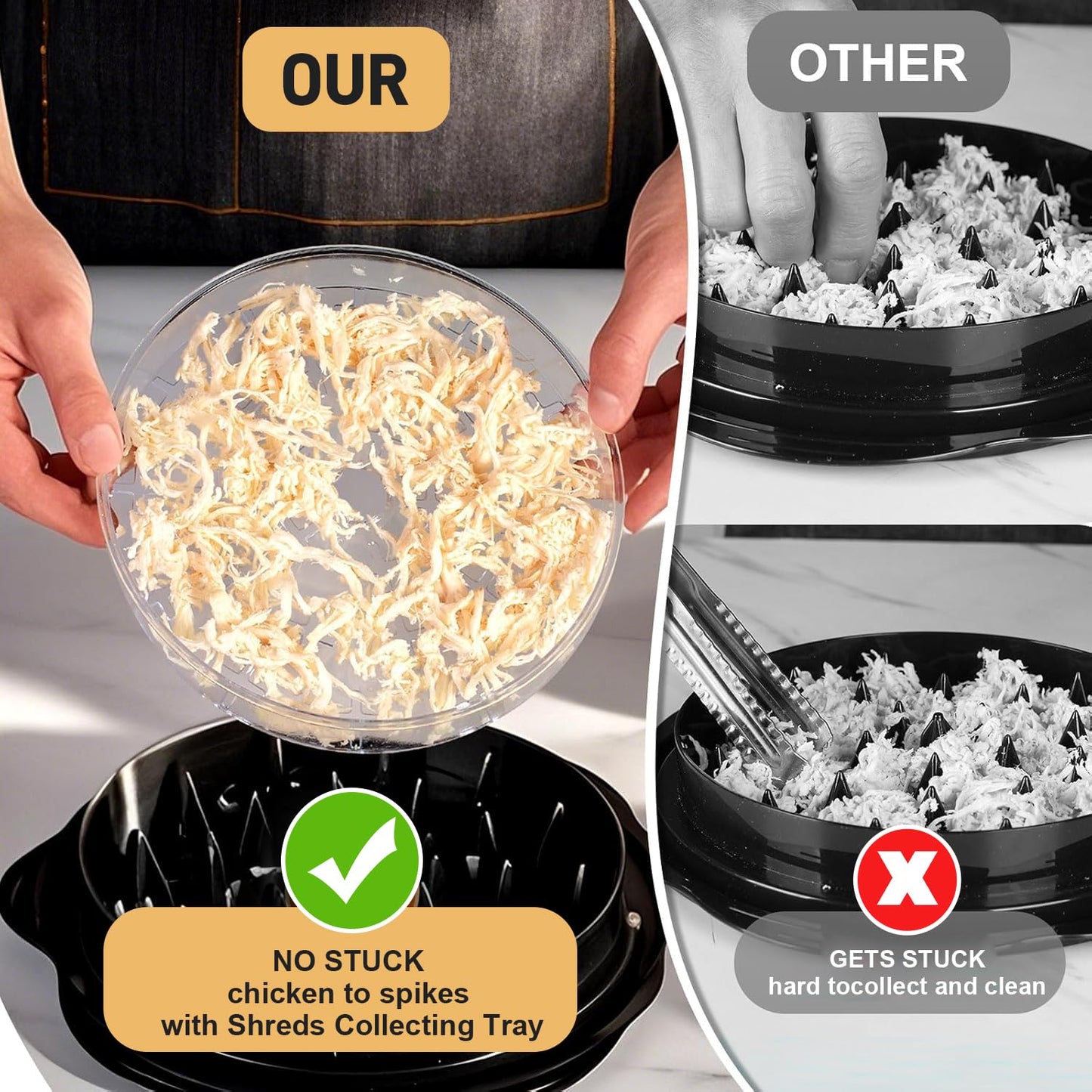Large Meat Shredder Tool with Built-in Divider