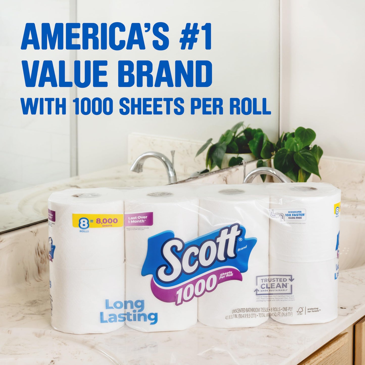 Scott Trusted Clean Toilet Paper, 32 Rolls