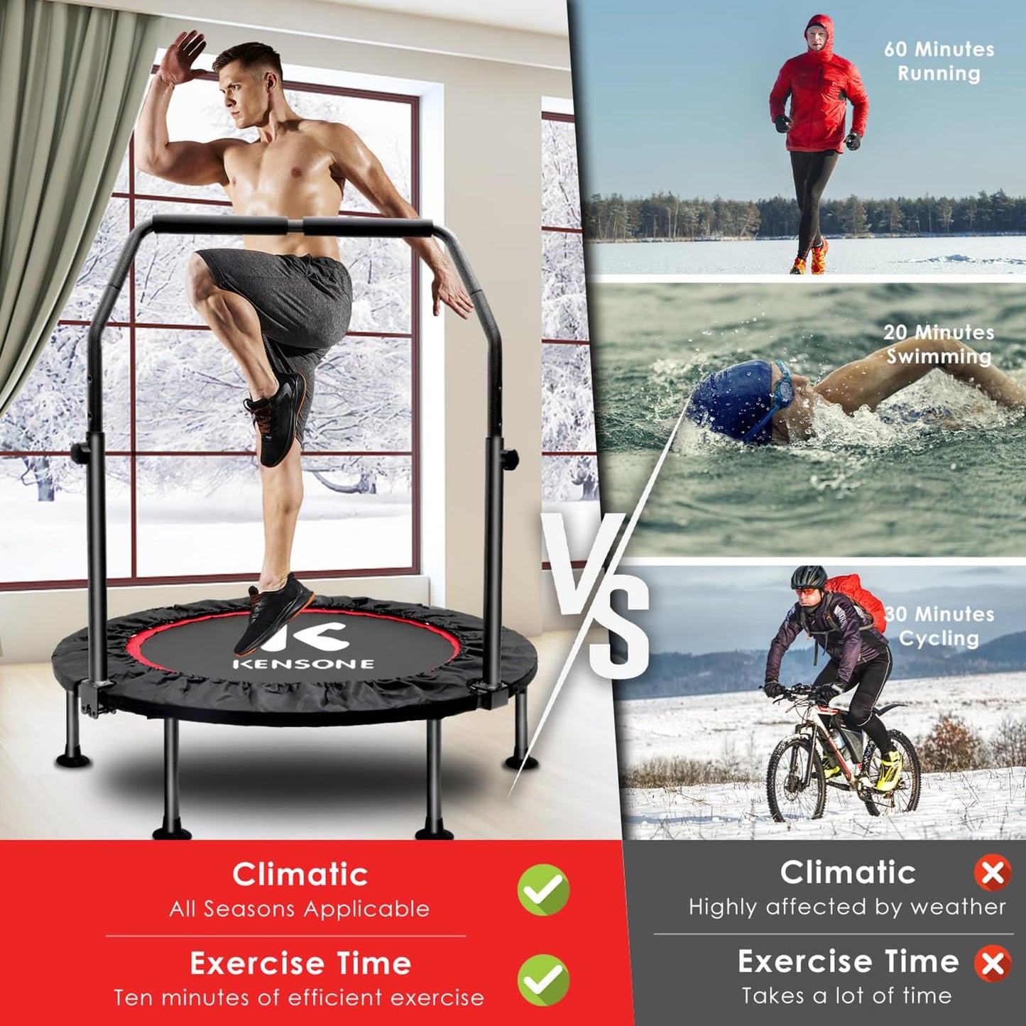 Foldable Mini Trampoline for Indoor Fitness