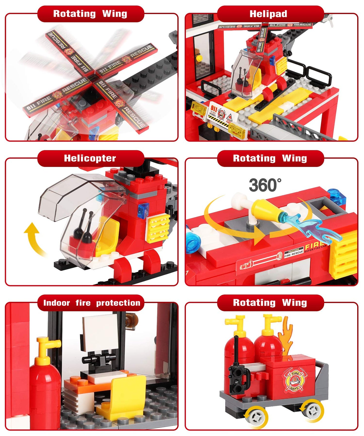 City Fire Station Building Blocks Set 896 Pieces