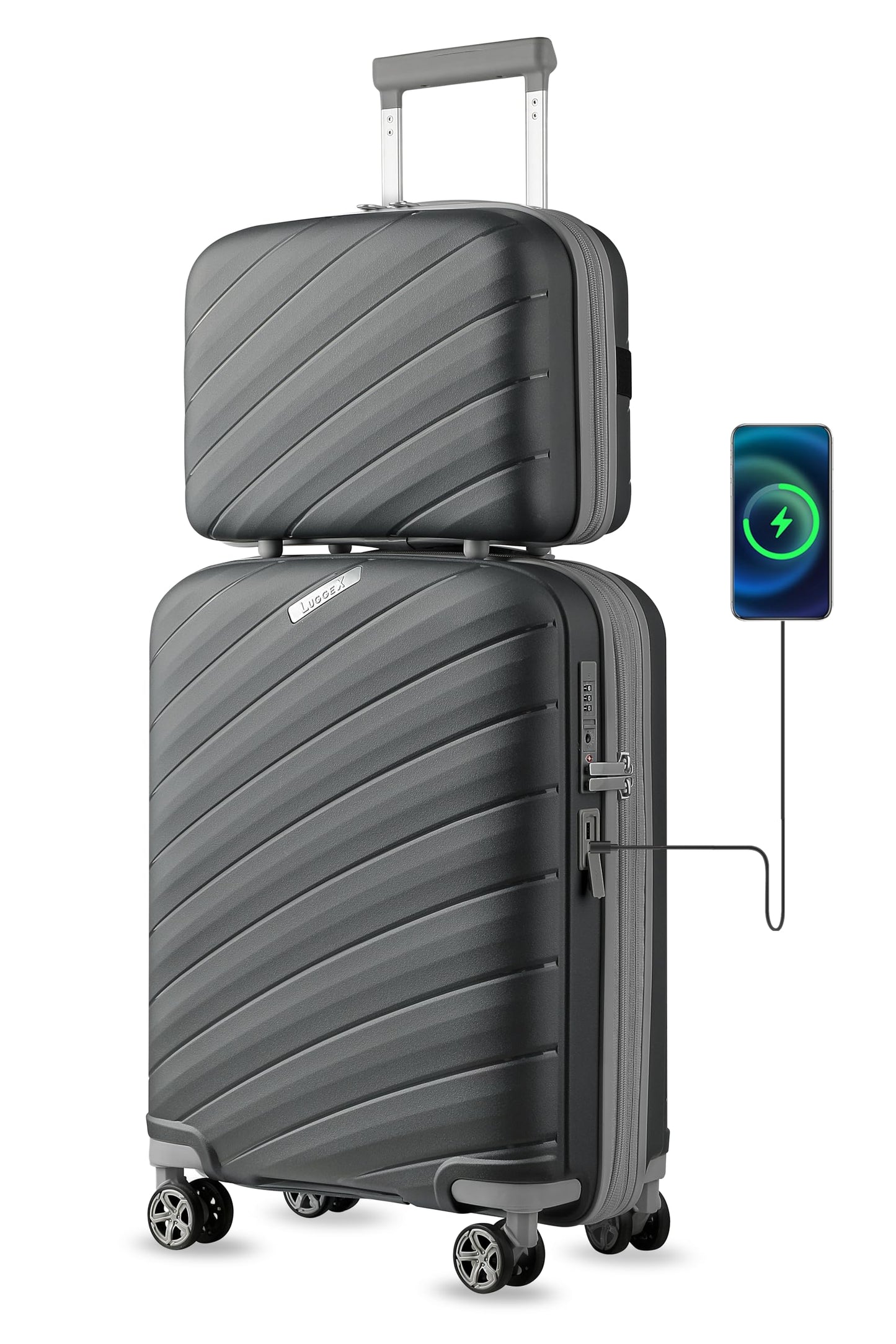 LUGGEX Lightweight 2-Piece Carry-On Luggage Set
