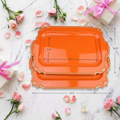 Orange Decorative Serving Trays for Living Room