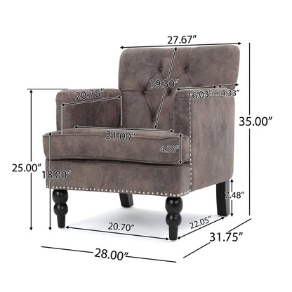 Tufted Club Chair with Nailhead Accents
