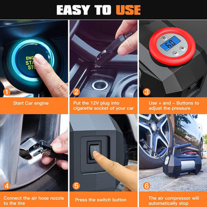 HAUSBELL Portable Car Tire Inflator with LED Light