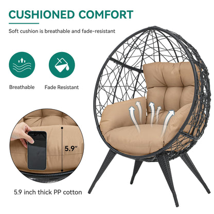 Large Wicker Egg Chair with Stand by YITAHOME