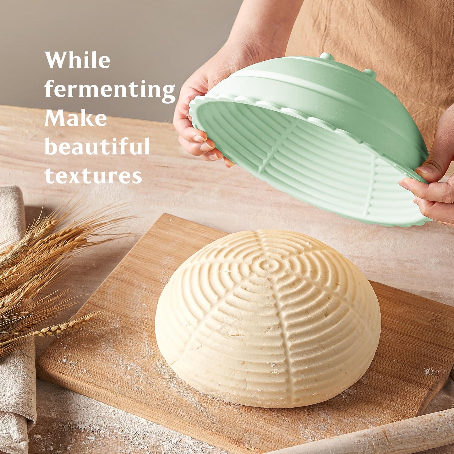 Silicone Bread Basket, 9 Inch Round proofing baskets for sourdough bread baking, Foldable Silicone Proofing Basket for Easy to Clean and Store