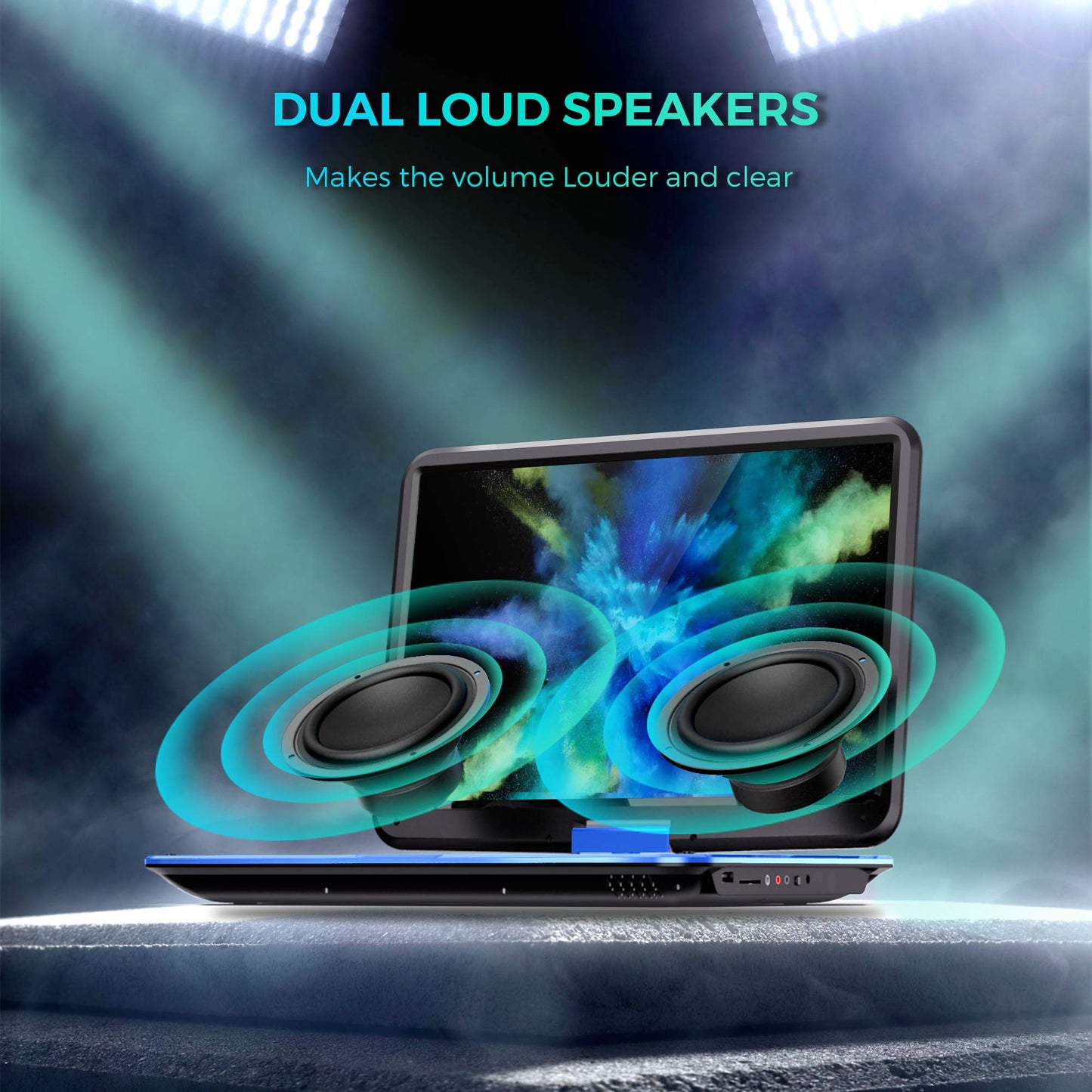 SUNPIN 17.9" Portable DVD Player with 15.6 inch Large HD Swivel Screen, Long Lasting Rechargeable Battery, Support USB/SD Card/AV in&Out and Multiple Disc Formats, Louder Stereo Speaker, Blue