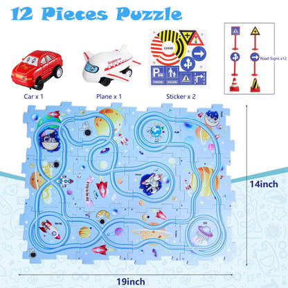 Puzzle Race Track Car Set for Kids Ages 3-6