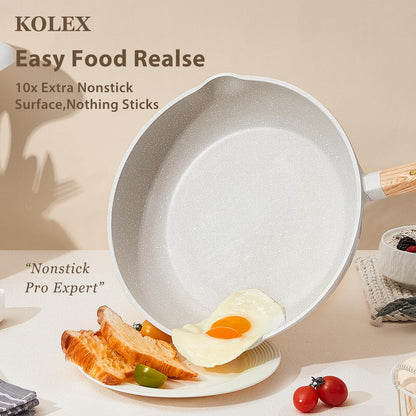 KOLEX Pots and Pans Set Non Stick, Cookware Sets 5 pcs, Kitchen Cooking Set Cookware with Frying Pans & Saucepans (PFOS, PFOA Free)