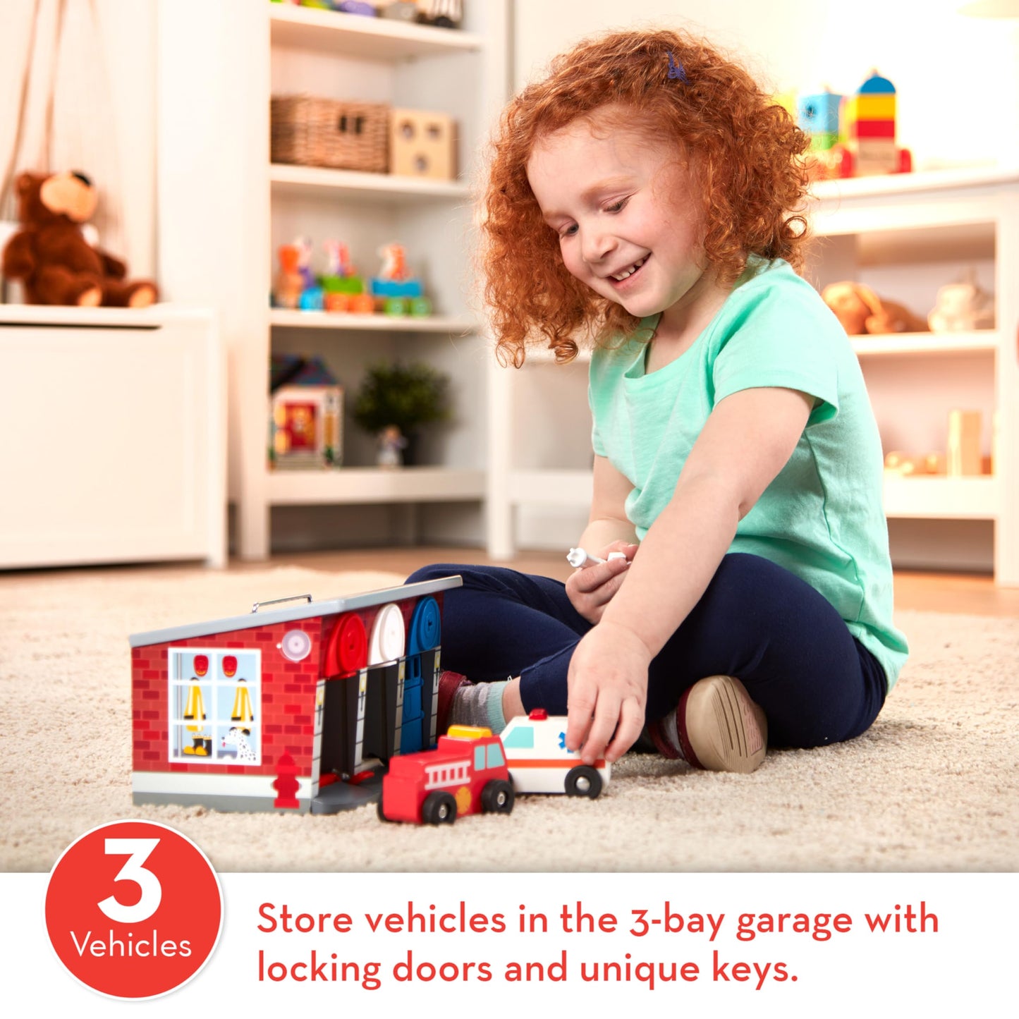 Melissa & Doug Wooden Rescue Vehicles Garage Set