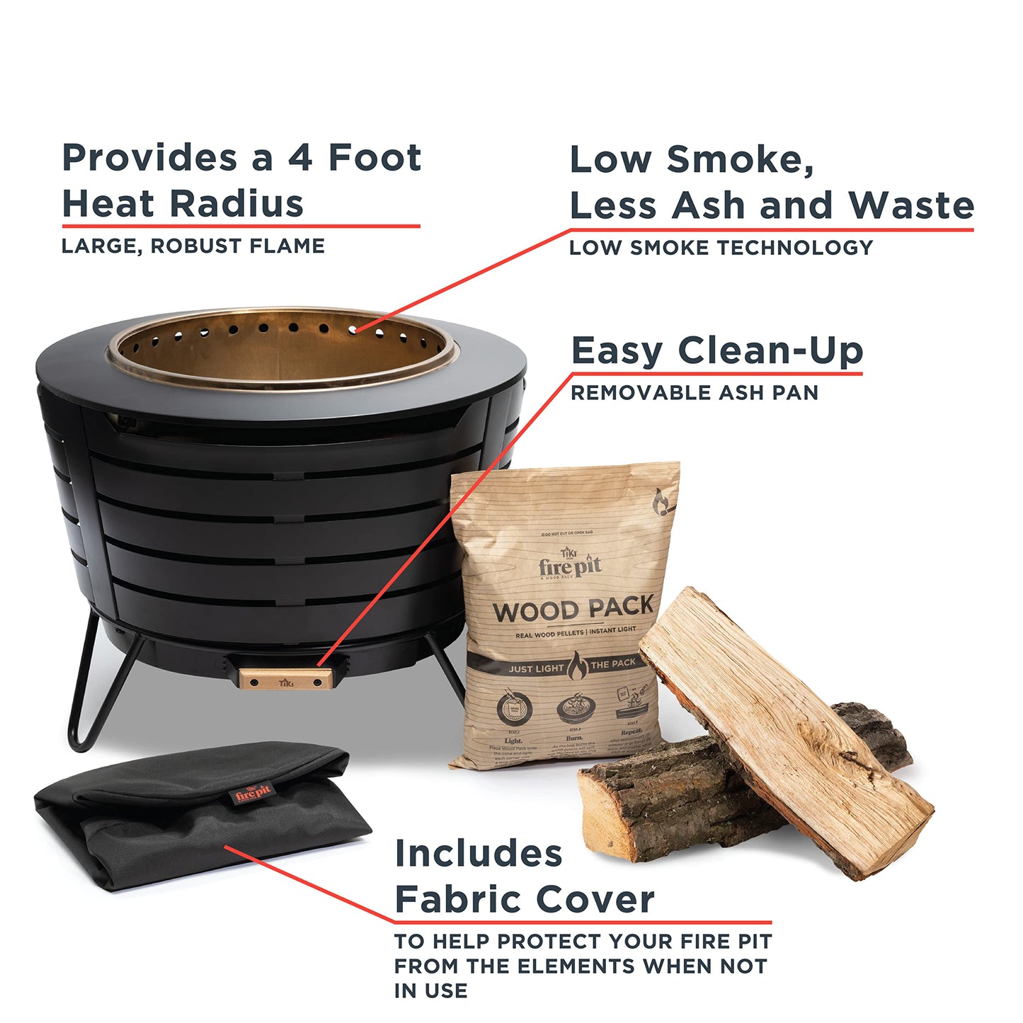TIKI 25-Inch Smokeless Fire Pit for Outdoors