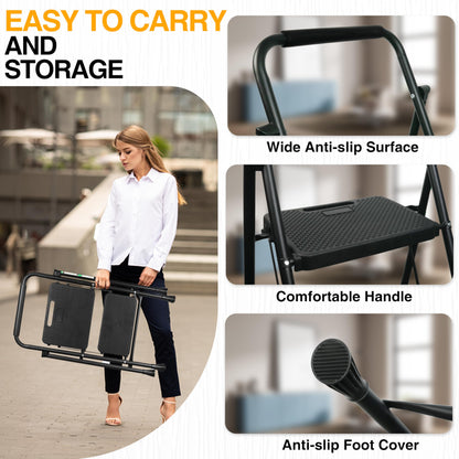 2 Step Folding Steel Ladder with Handgrip